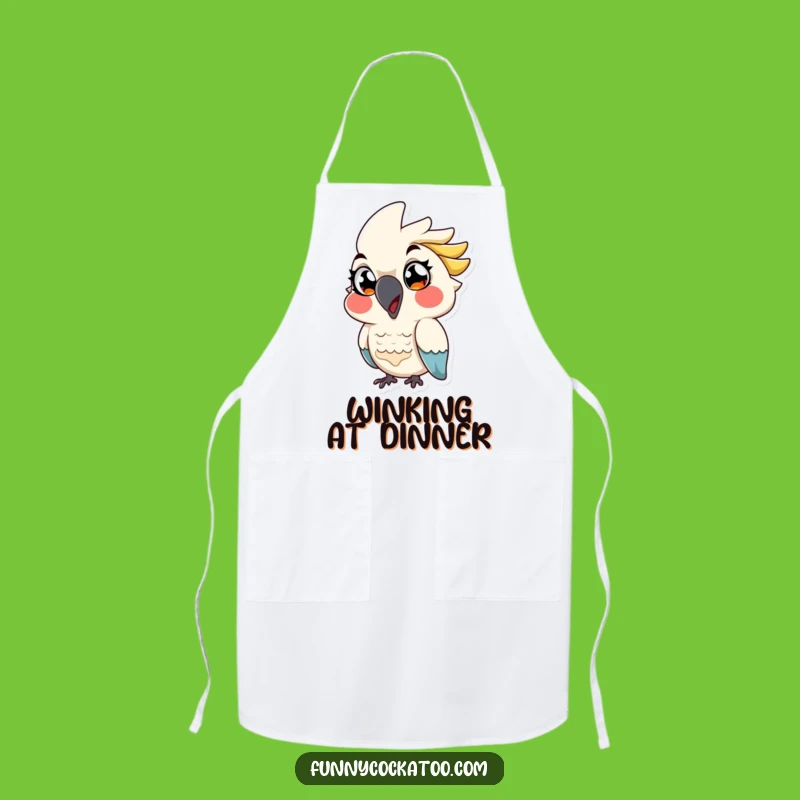 Funny Cockatoo Apron: Winking Chef Style, Exaggerated Eyes - Hilarious Funny Gift