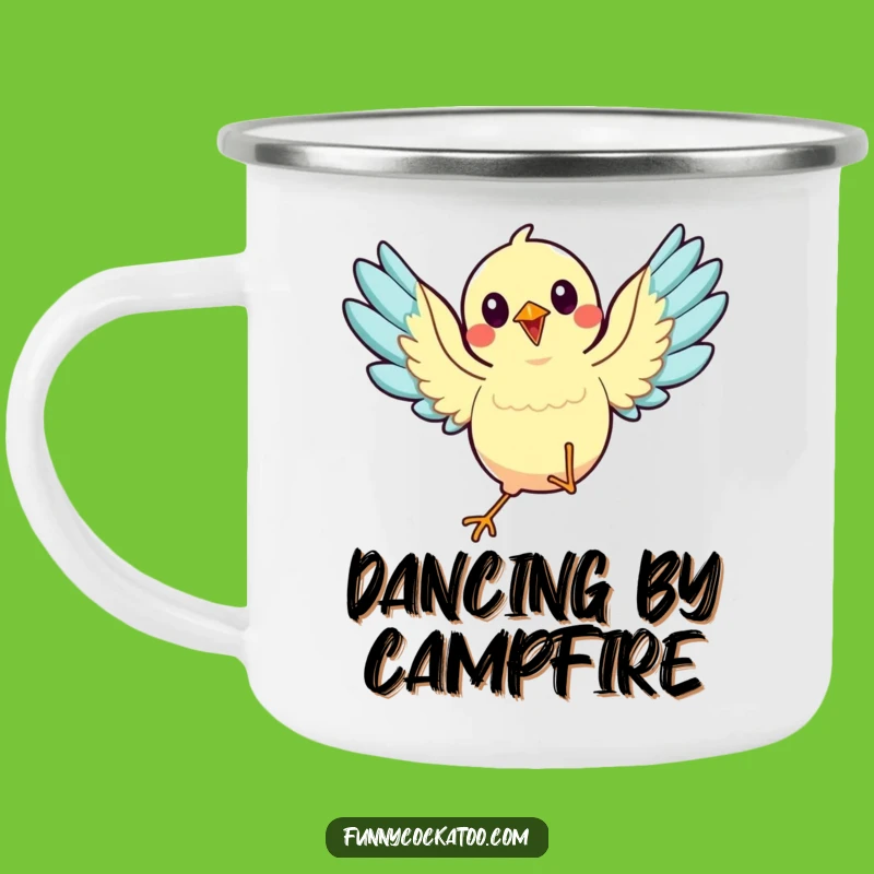 Funny Dancing Bird Camping Mug: Dance Adventures, Wings Spread - Hilarious Outdoor Funny Gift