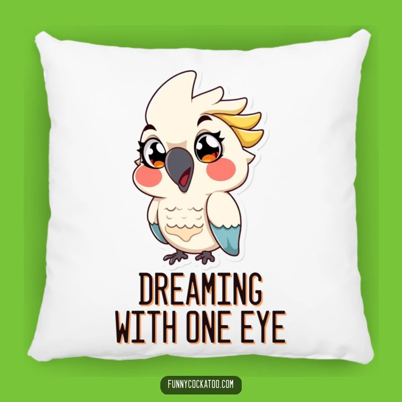 Funny Cockatoo Pillow: Winking Comfort, Exaggerated Eyes - Cozy Funny Gift Accent