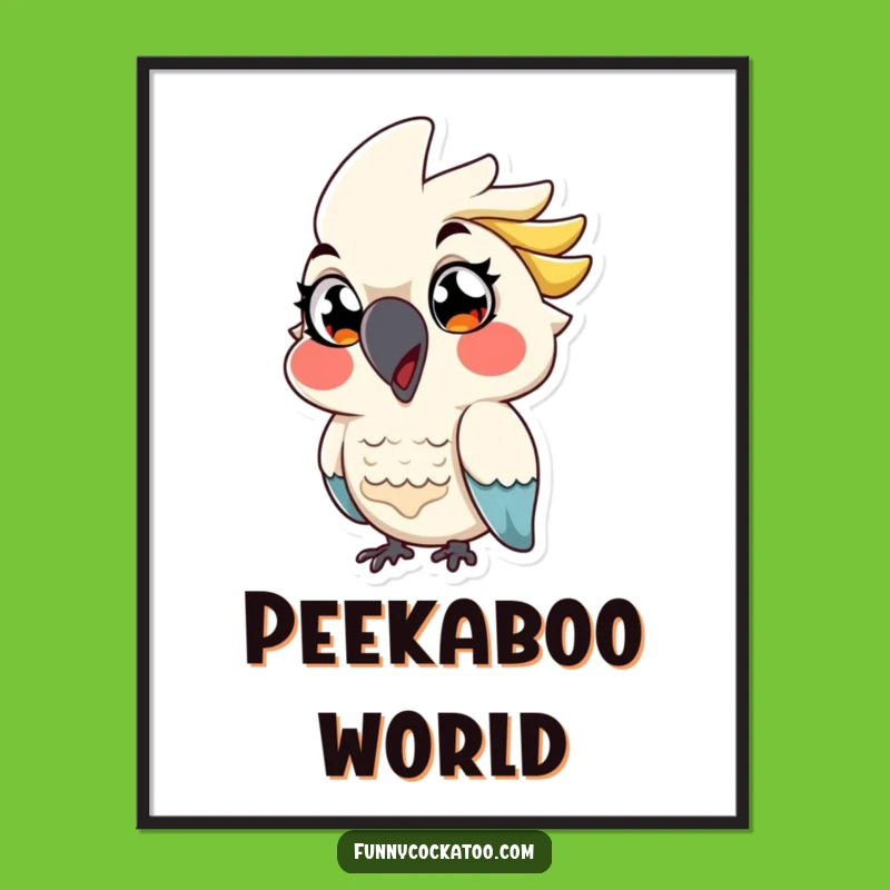 Funny Cockatoo Digital Art: Winking Bird, Exaggerated Eyes - Instant Funny Gift Download