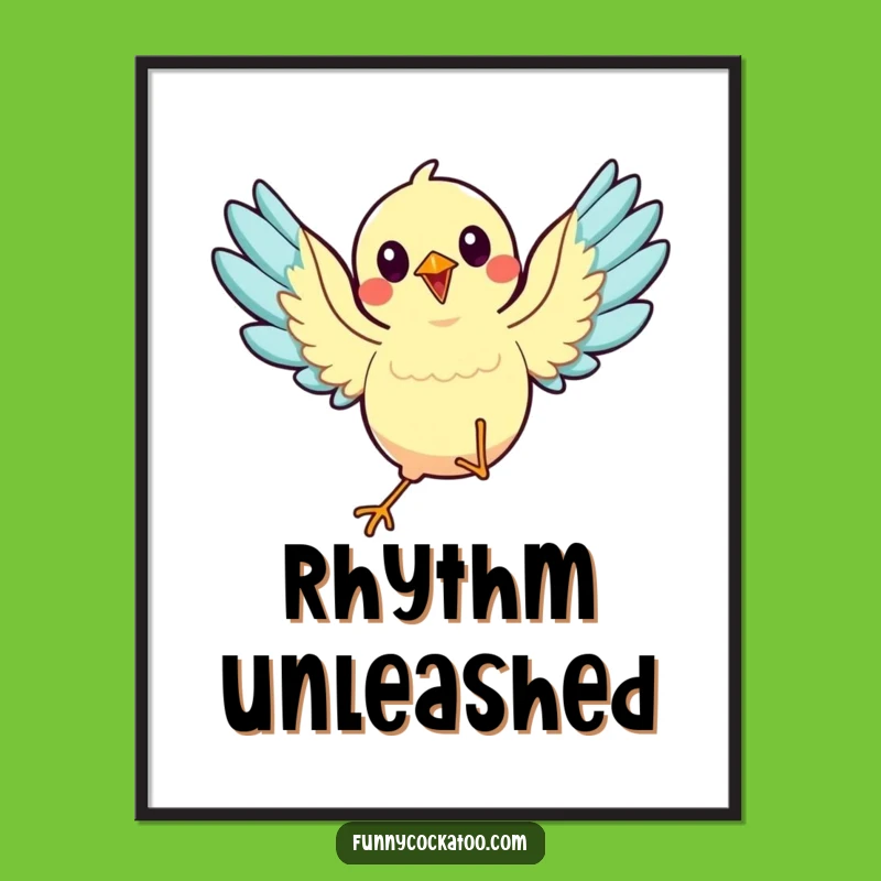 Funny Dancing Bird Digital Art: Mid-Dance Joy, Wings Spread - Instant Funny Gift Download