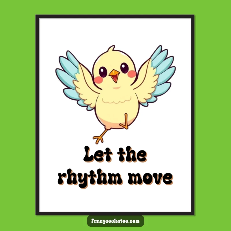 Funny Dancing Bird Poster: Mid-Dance Art, Wings Spread - Vibrant Funny Gift Decor