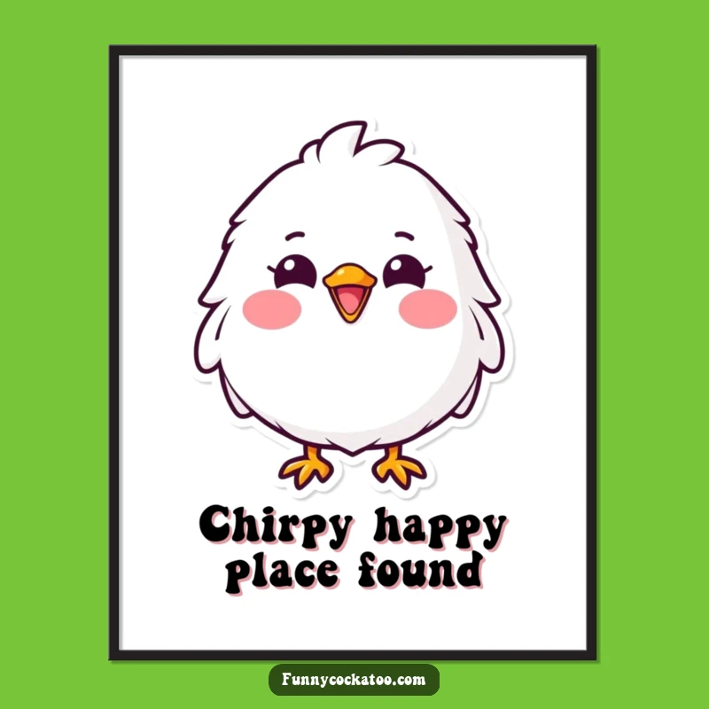 Free Printable Wall Art: Fluffy Grinning Bird, Hilarious Downloadable Art for Instant Room Cheer