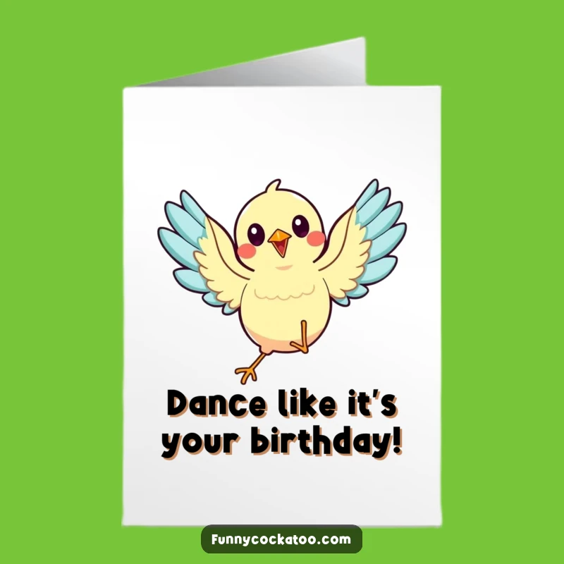 Free Printable Birthday Card: Dancing Bird, Energetic Downloadable Gift for a Joyful Celebration